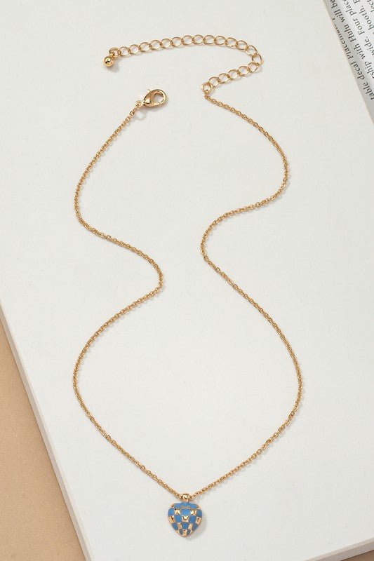 Checker Heart Pendant Necklace - p3 Boutique