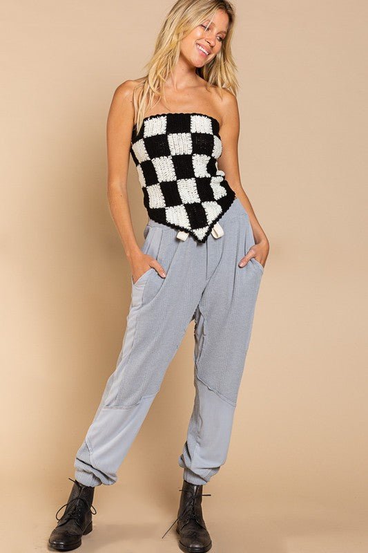 Checkerboard Pattern Tube Top Sweater - p3 Boutique