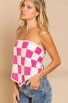 Checkerboard Pattern Tube Top Sweater - p3 Boutique