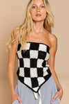 Checkerboard Pattern Tube Top Sweater - p3 Boutique