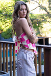 Checkerboard Pattern Tube Top Sweater - p3 Boutique