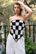 Checkerboard Pattern Tube Top Sweater - p3 Boutique
