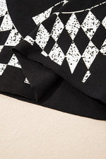 Checkerboard Peace Sign Printed Round Neck T Shirt - p3 Boutique