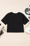 Checkerboard Peace Sign Printed Round Neck T Shirt - p3 Boutique