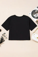 Checkerboard Peace Sign Printed Round Neck T Shirt - p3 Boutique
