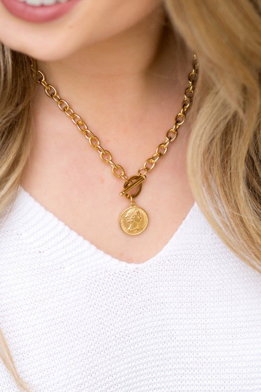 Coin Accent Chain Necklace - p3 Boutique