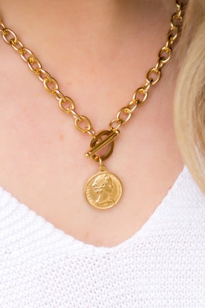 Coin Accent Chain Necklace - p3 Boutique