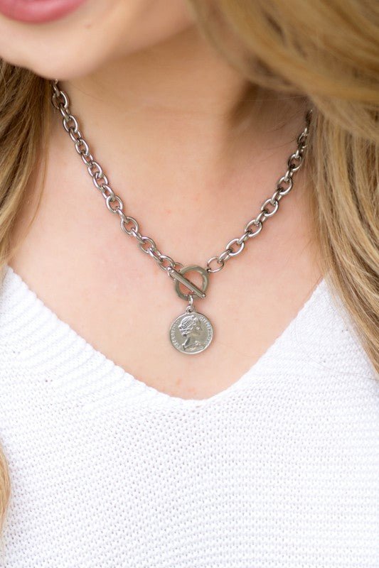 Coin Accent Chain Necklace - p3 Boutique
