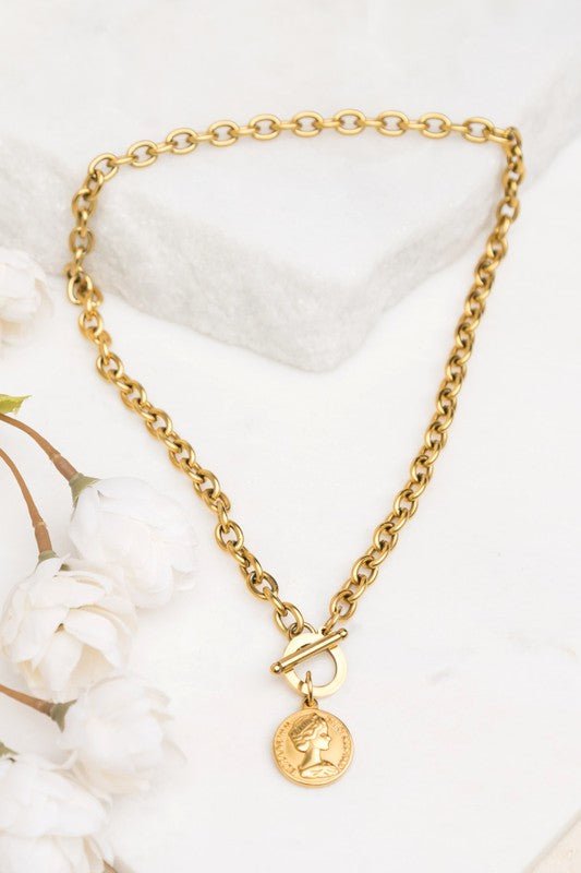 Coin Accent Chain Necklace - p3 Boutique