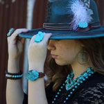 Copper Hoop Earrings w/ Blue Turquoise and Copper - p3 Boutique
