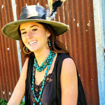 Copper Hoop Earrings w/ Natural Turquoise and Wood - p3 Boutique