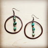 Copper Hoop Earrings w/ Natural Turquoise and Wood - p3 Boutique