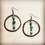 Copper Hoop Earrings w/ Natural Turquoise and Wood - p3 Boutique