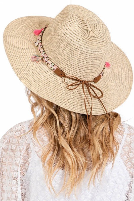 Cotton Tassel Hat Band Straw Sun Hat - p3 Boutique