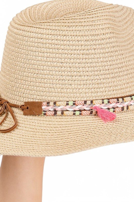 Cotton Tassel Hat Band Straw Sun Hat - p3 Boutique