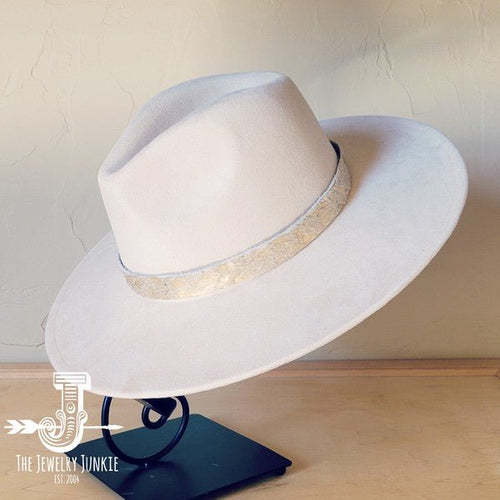 Cream Metallic Western Leather Band Choice Hat - p3 Boutique