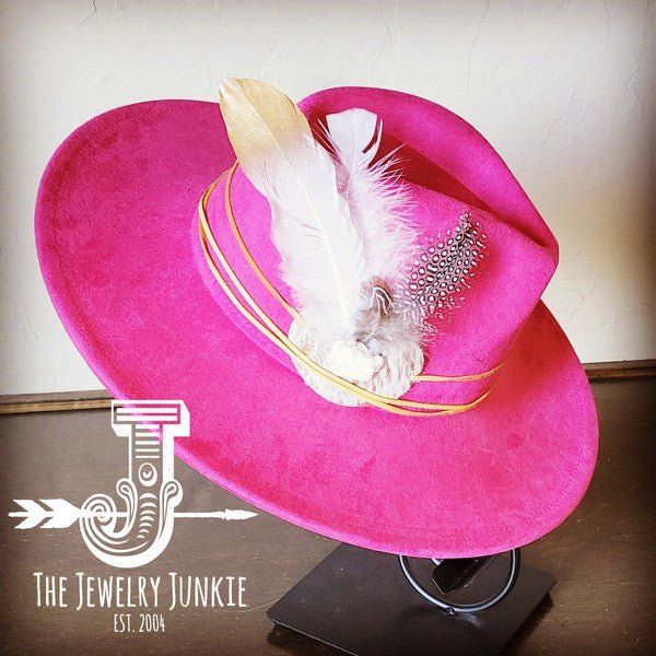 CreamMetallic Feather&Turq Slab Hatband Choice Hat - p3 Boutique
