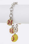 Crystal Softball Charm Toggle Bracelet - p3 Boutique