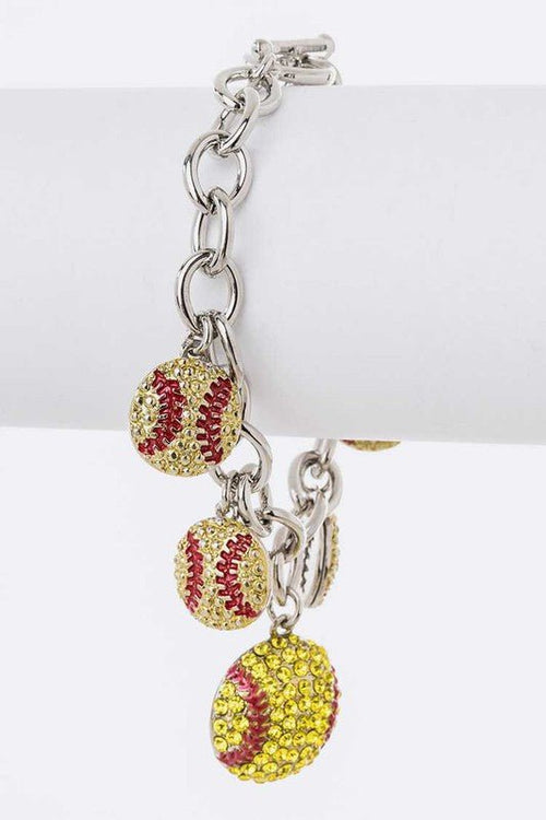 Crystal Softball Charm Toggle Bracelet - p3 Boutique