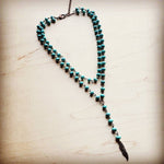 Double Lariat Turquoise Necklace w/ Copper Feather - p3 Boutique
