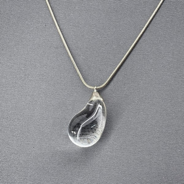 Double Layer Necklace with Clear Teardrop Pendant - p3 Boutique