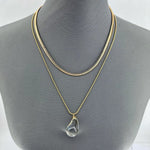 Double Layer Necklace with Clear Teardrop Pendant - p3 Boutique
