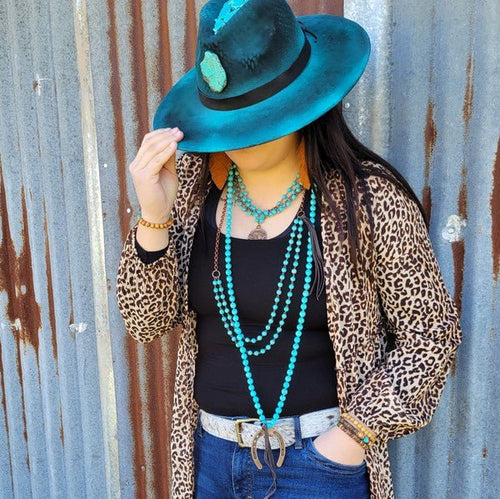 Double Strand Blue Turq Necklace w/ tassel - p3 Boutique