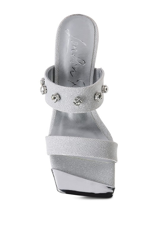 EDM Queen Diamante Embellished Glitter Sandals - p3 Boutique