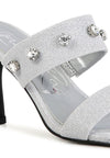 EDM Queen Diamante Embellished Glitter Sandals - p3 Boutique