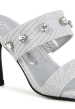 EDM Queen Diamante Embellished Glitter Sandals - p3 Boutique