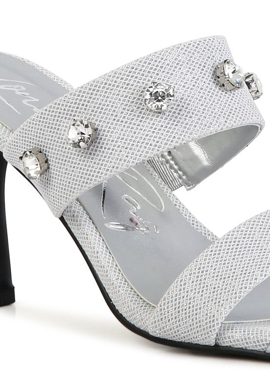 EDM Queen Diamante Embellished Glitter Sandals - p3 Boutique
