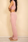 Elastic Hem Crop Top & Wide Leg Pants Set - p3 Boutique