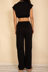 Elastic Hem Crop Top & Wide Leg Pants Set - p3 Boutique