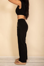 Elastic Hem Crop Top & Wide Leg Pants Set - p3 Boutique