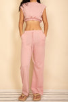Elastic Hem Crop Top & Wide Leg Pants Set - p3 Boutique