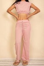 Elastic Hem Crop Top & Wide Leg Pants Set - p3 Boutique