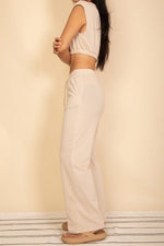 Elastic Hem Crop Top & Wide Leg Pants Set - p3 Boutique