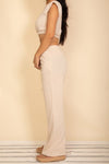 Elastic Hem Crop Top & Wide Leg Pants Set - p3 Boutique