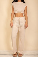 Elastic Hem Crop Top & Wide Leg Pants Set - p3 Boutique