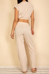 Elastic Hem Crop Top & Wide Leg Pants Set - p3 Boutique