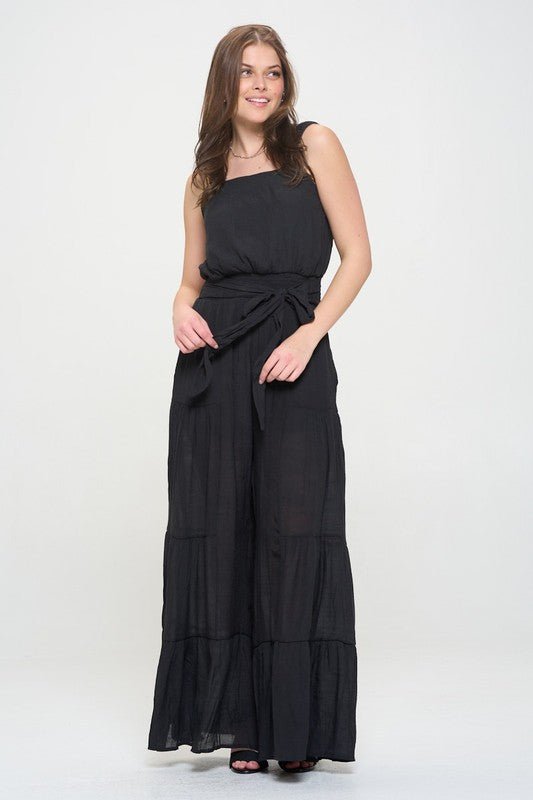 ELASTIC STRAP TIERED JUMPSUIT - p3 Boutique