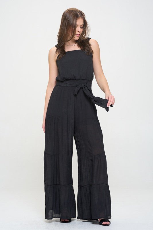 ELASTIC STRAP TIERED JUMPSUIT - p3 Boutique