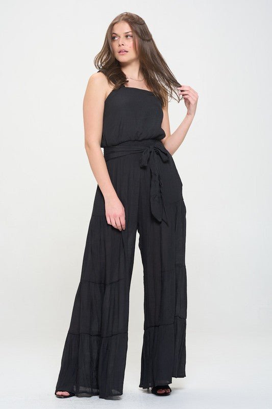 ELASTIC STRAP TIERED JUMPSUIT - p3 Boutique