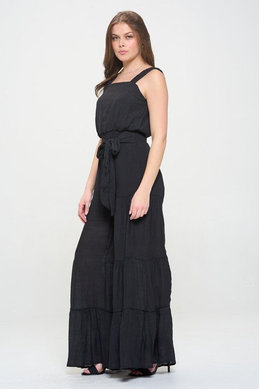 ELASTIC STRAP TIERED JUMPSUIT - p3 Boutique