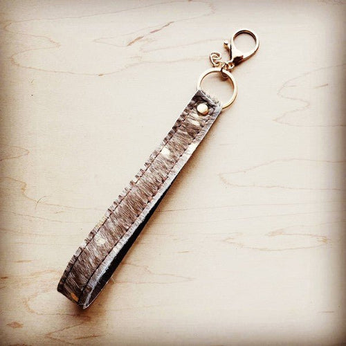 Embossed Leather Key Chain Tan Metallic - p3 Boutique