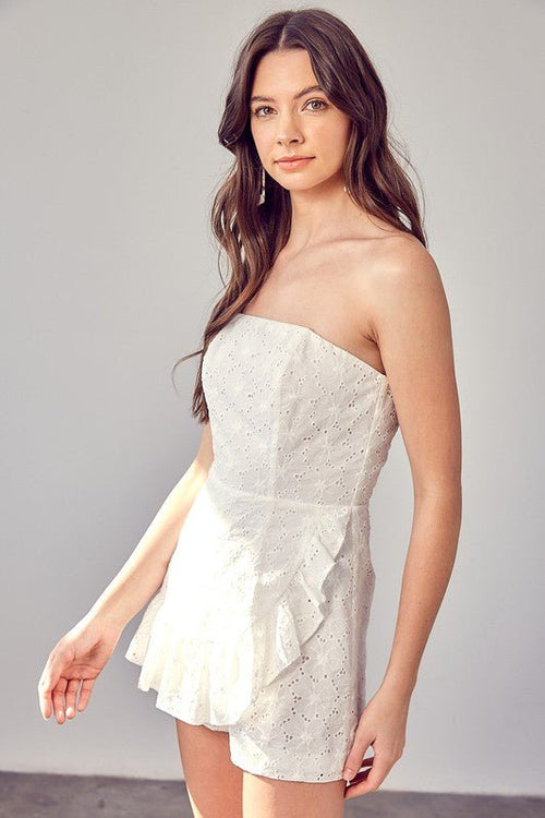 Eyelet Ruffle Romper - p3 Boutique