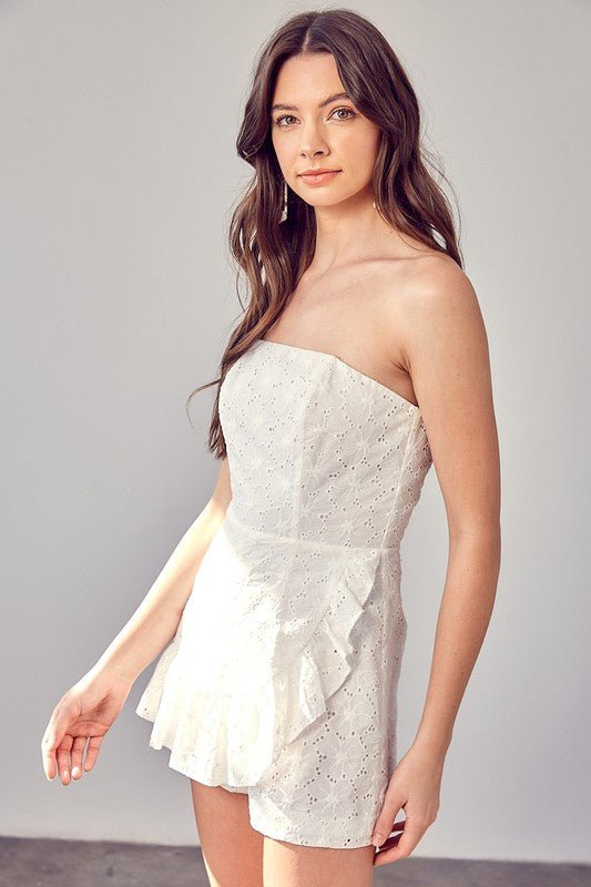 Eyelet Ruffle Romper - p3 Boutique