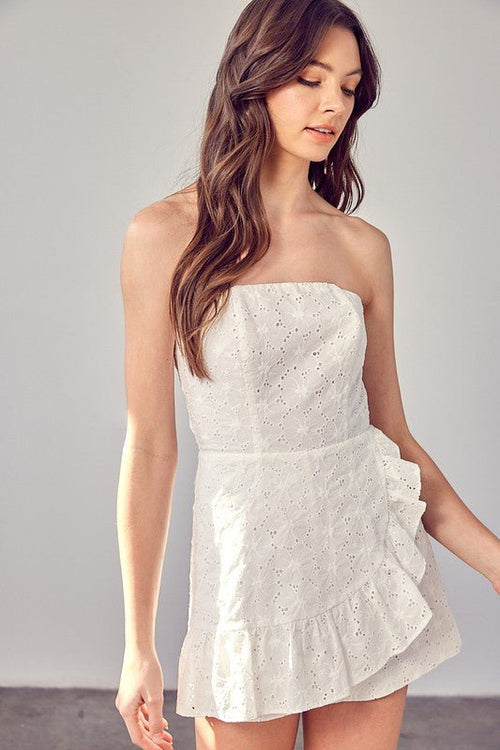 Eyelet Ruffle Romper - p3 Boutique