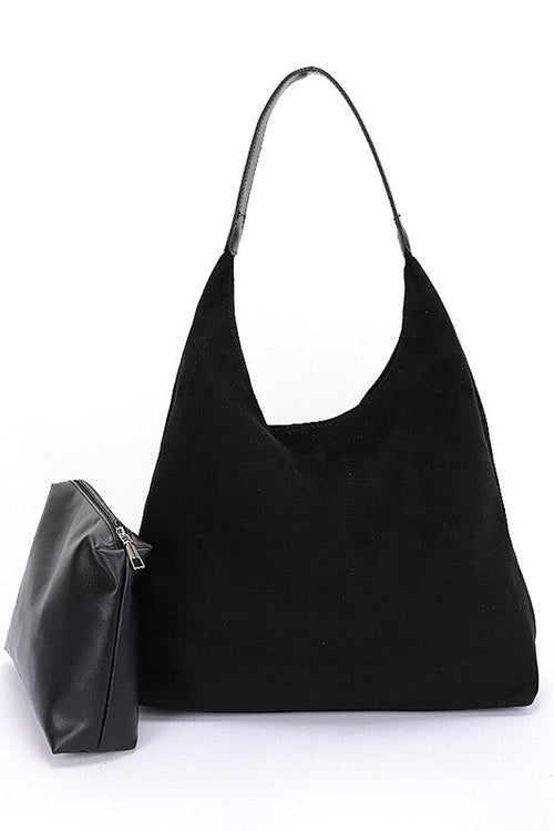 Faux Suede Oversize 2 In 1 Shoulder Bag - p3 Boutique
