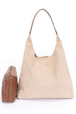 Faux Suede Oversize 2 In 1 Shoulder Bag - p3 Boutique